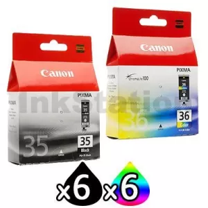 12 Pack Canon PGI-35BK CLI-36C Genuine InkJet Cartridges [6BK,6C]