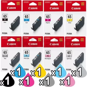 8 Pack Genuine Canon CLI-65 Ink Combo [1BK,1C,1M,1Y,1GY,1PC,1PM,1LGY]