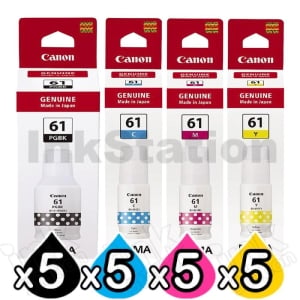 20-Pack Genuine Canon GI61 Ink Bottle [5BK,5C,5M,5Y]