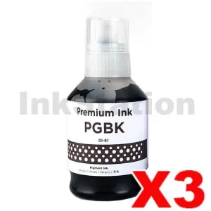3 x Compatible Canon GI61PGBK Black Ink Bottle 170ML