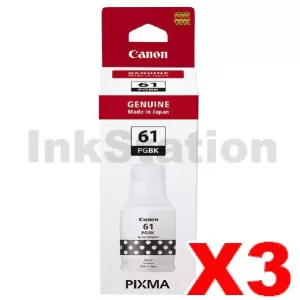 3 x Genuine Canon GI61PGBK Black Ink Bottle - 6,000 pages