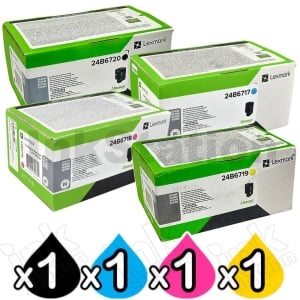 4 Pack Lexmark Genuine XC4150 BSD Toner Cartridges Combo 24B6717 - 24B6720 [1BK,1C,1M,1Y]