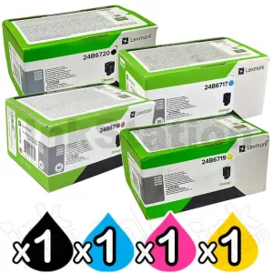 4 Pack Lexmark Genuine XC4150 BSD Toner Cartridges Combo 24B6717 - 24B6720 [1BK,1C,1M,1Y]