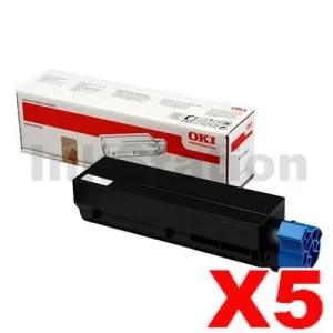 5 x OKI Genuine B432 B512 MB492 MB562 Black Extra High Yield Toner Cartridge - 12,000 pages (45807112)