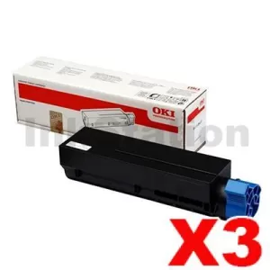 3 x OKI Genuine B432 B512 MB492 MB562 Black Extra High Yield Toner Cartridge - 12,000 pages (45807112)