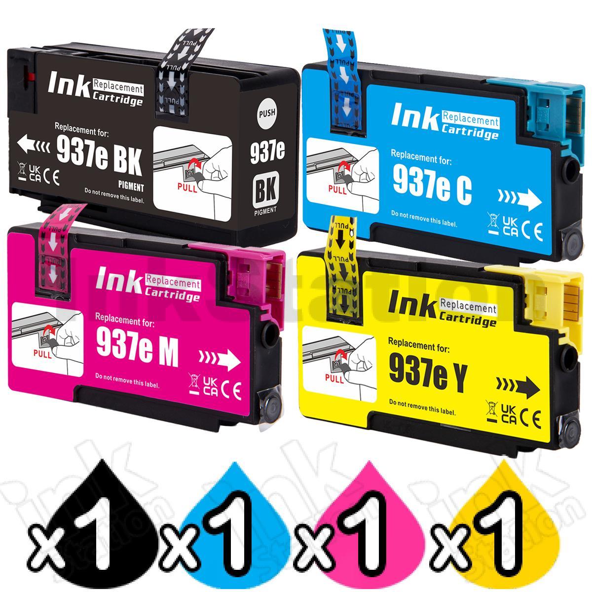 KINGJET 937 inktcartridges, multipack met chip, compatibel met HP 937
