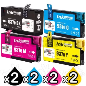 8 Pack HP 937e EvoMore Compatible Ink Cartridges Combo 4S6W9NA - 4S6W6NA [2BK,2C,2M,2Y]