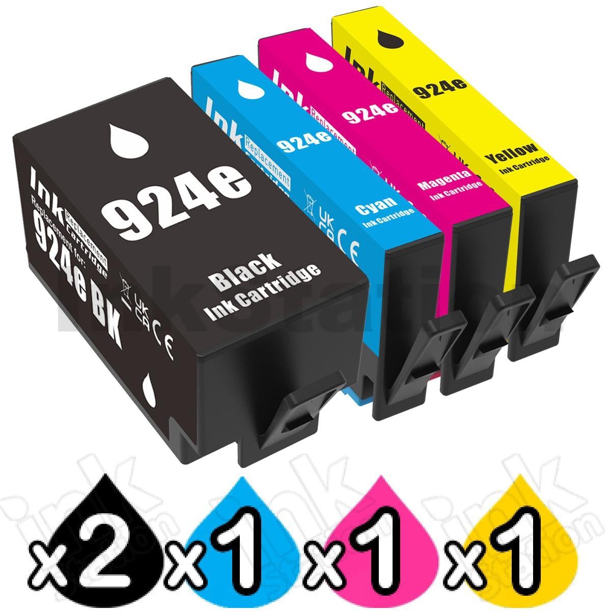 KINGWAY 924 Cartuchos de Impresora Multipack 924e Compatible para HP 924 Cartuchos para HP Officejet Pro 8132e Officejet Pro 8120e 8122e 9120e 9730e 8124e 8130e(2 Pack