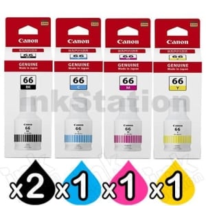 5-Pack Genuine Canon GI-66 Ink Bottle Combo [2BK,1C,1M,1Y]