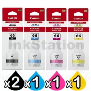 5-Pack Genuine Canon GI-66 Ink Bottle Combo [2BK,1C,1M,1Y]