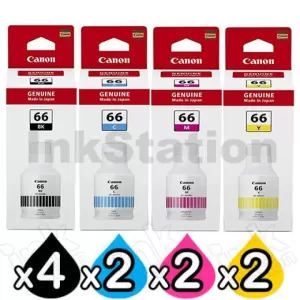10-Pack Genuine Canon GI-66 Ink Bottle Combo [4BK,2C,2M,2Y]