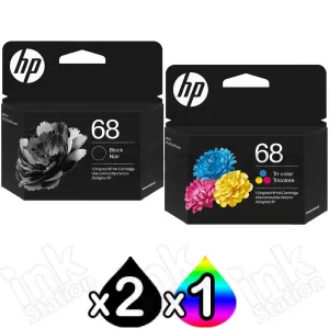 3 Pack HP 68 Genuine Inkjet Cartridges 7FP21TA + 7FP20TA [2BK,1CL]