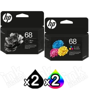 4 Pack HP 68 Genuine Inkjet Cartridges 7FP21TA + 7FP20TA [2BK,2CL]