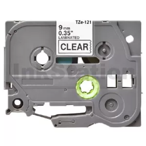 Compatible Brother TZe-121 9mm Black Text on Clear Laminated Tape - 8 meters