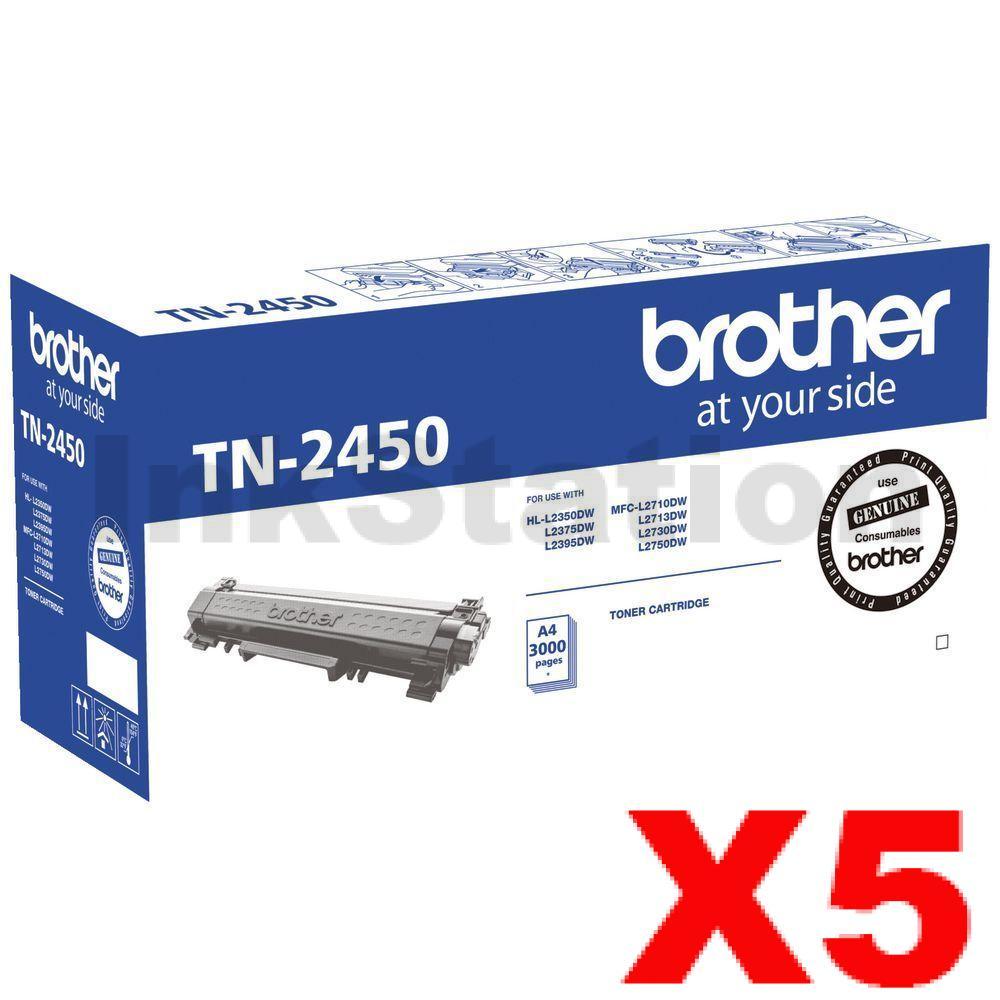 Brother 5 x TN-2450 High Yield Genuine Toner Cartridge - 3,000 pages ...