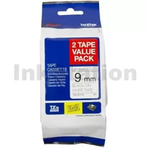 Genuine Brother TZe-221V2 9mm Black Text on White (2 Tape Value Pack) - 8 meters