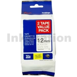 Genuine Brother TZe-231V2 12mm Black Text on White Laminated (2 Tape Value Pack) - 8 meters
