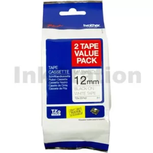 Genuine Brother TZe-231V2 12mm Black Text on White Laminated (2 Tape Value Pack) - 8 meters