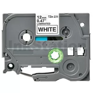 Compatible Brother TZe-231 12mm Black Text on White Laminated Tape - 8 meters