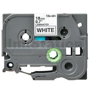 Compatible Brother TZe-241 18mm Black Text on White Laminated Tape - 8 meters