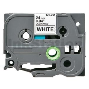 Compatible Brother TZe-251 24mm Black Text on White Laminated Tape - 8 meters