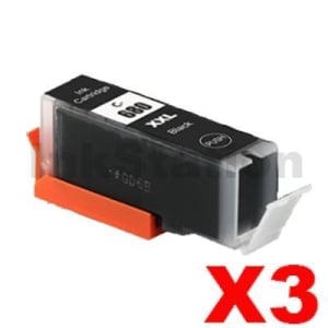 3 x Canon PGI-680XXLBK Extra High Yield Compatible Black Inkjet Cartridge - 600 pages
