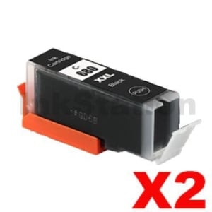 2 x Canon PGI-680XXLBK Extra High Yield Compatible Black Inkjet Cartridge - 600 pages