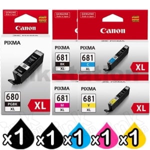 5 Pack Canon PGI-680XL CLI-681XL High Yield Genuine Inkjet Cartridges Combo [1BK,1PBK,1C,1M,1Y]