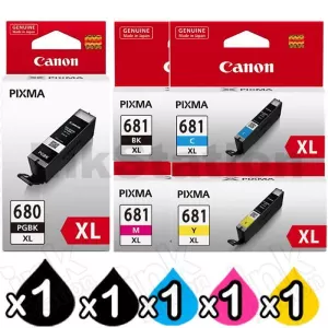 5 Pack Canon PGI-680XL CLI-681XL High Yield Genuine Inkjet Cartridges Combo [1BK,1PBK,1C,1M,1Y]