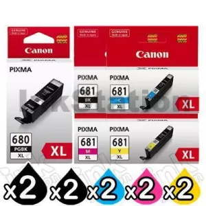 10 Pack Canon PGI-680XL CLI-681XL High Yield Genuine Inkjet Cartridges Combo [2BK,2PBK,2C,2M,2Y]