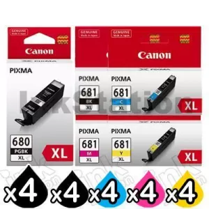 20 Pack Canon PGI-680XL CLI-681XL High Yield Genuine Inkjet Cartridges Combo [4BK,4PBK,4C,4M,4Y]