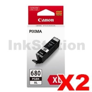 2 x Canon PGI-680XLBK High Yield Genuine Black Inkjet Cartridge - 400 pages