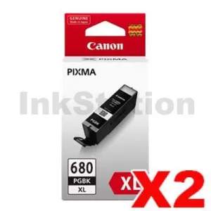 2 x Canon PGI-680XLBK High Yield Genuine Black Inkjet Cartridge - 400 pages