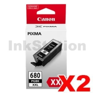 2 x Canon PGI-680XXLBK Extra High Yield Genuine Black Inkjet Cartridge - 600 pages