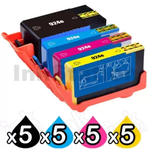 20 Pack Compatible HP 924e EvoMore Ink Cartridges Combo 4K0V0NA, 4K0V7NA - 4K0V9NA [5BK,5C,5M,5Y] For Officejet Pro 8120e / 8130e