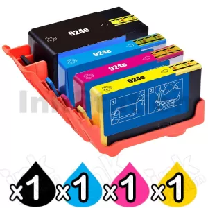 4 Pack Compatible HP 924e EvoMore Ink Cartridges Combo 4K0V0NA, 4K0V7NA - 4K0V9NA [1BK,1C,1M,1Y] For Officejet Pro 8120e / 8130e
