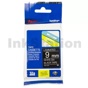 Genuine Brother TZe-325 9mm White Text on Black Laminated Tape - 8 meters