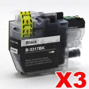 3 x Compatible Brother LC-3317BK Black Ink Cartridge - 550 pages