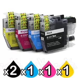 5 Pack Compatible Brother LC-3317 Ink Cartridges Combo [2BK, 1C, 1M, 1Y]