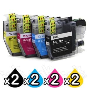 8 Pack Compatible Brother LC-3317 Ink Cartridges Combo [2BK, 2C, 2M, 2Y]