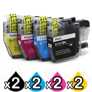 8 Pack Compatible Brother LC-3317 Ink Cartridges Combo [2BK, 2C, 2M, 2Y]