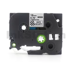 Compatible Brother TZe-SE4 18mm Black Text on White Security Laminated Tape - 8 metres