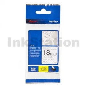 Genuine Brother TZe-SE4 18mm Black Text on White Security Laminated Tape - 8 metres