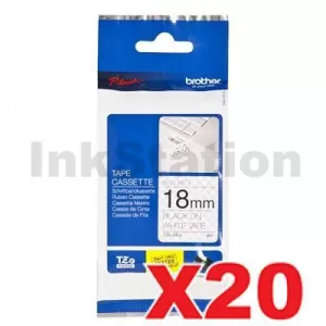 20 x Genuine Brother TZe-SE4 18mm Black Text on White Security Laminated Tape - 8 metres