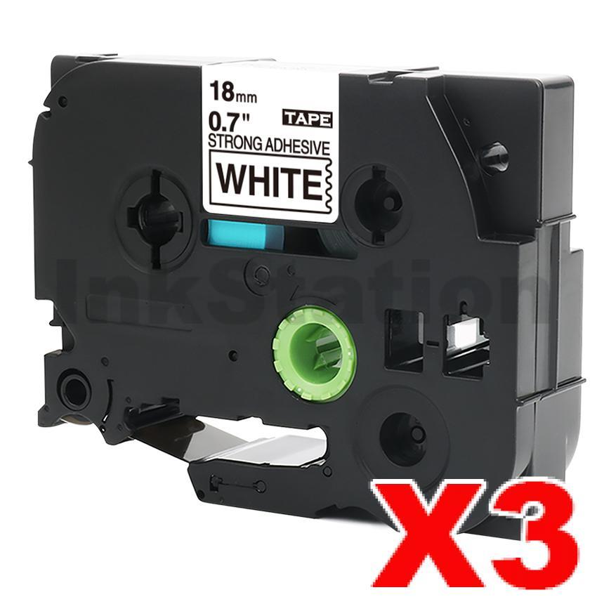 4-Pack Digi Compatible Brother P-Touch TZe TZ-S241 White Tape - Strong Adhesive, 18mm (3/4") Black On White, 8m Each