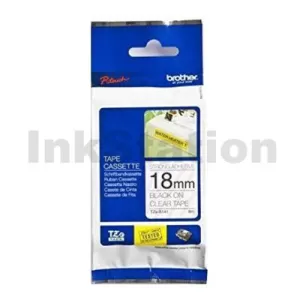 Genuine Brother TZe-S141 18mm Black Text on Clear Strong Adhesive Laminated Tape - 8 metres