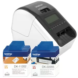 **Bundle Offer** Brother QL-820NWB Label Printer Machine + 4 x Genuine Brother DK-11202 Label Rolls + 4 x DK-22205 Label Rolls