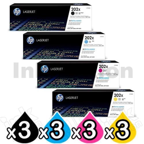 HP 3 Sets of 4 Pack CF500X-CF503X (202X) Genuine High Yield Toner ...