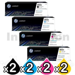 2 Sets of 4 Pack HP CF500X-CF503X (202X) Genuine High Yield Toner Cartridges [2BK,2C,2M,2Y]