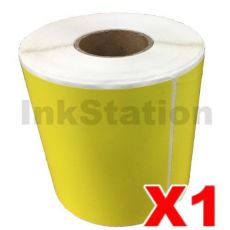 1 Roll Perforated Direct Thermal Labels Yellow 100mm X 150mm - 350 Labels per Roll (Roll diameter 10.5cm)
